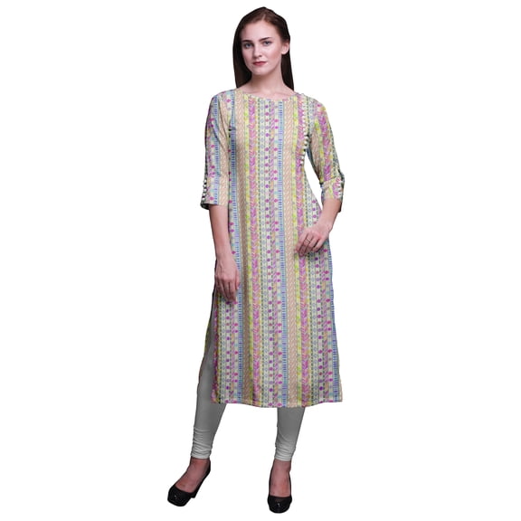 Bimba 3/4 Sleeve Kurta Printed Straight Kurti Summer Clothing For Women