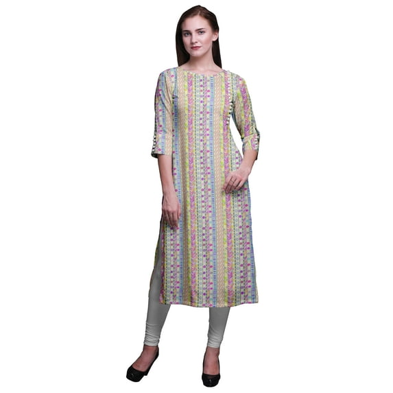 Bimba 3/4 Sleeve Kurta Printed Straight Kurti Summer Clothing For Women