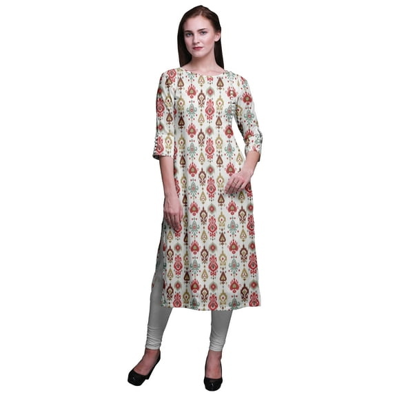 Bimba 3/4 Sleeve Straight Tunic Tops Printed Kurta Summer Wear For Women