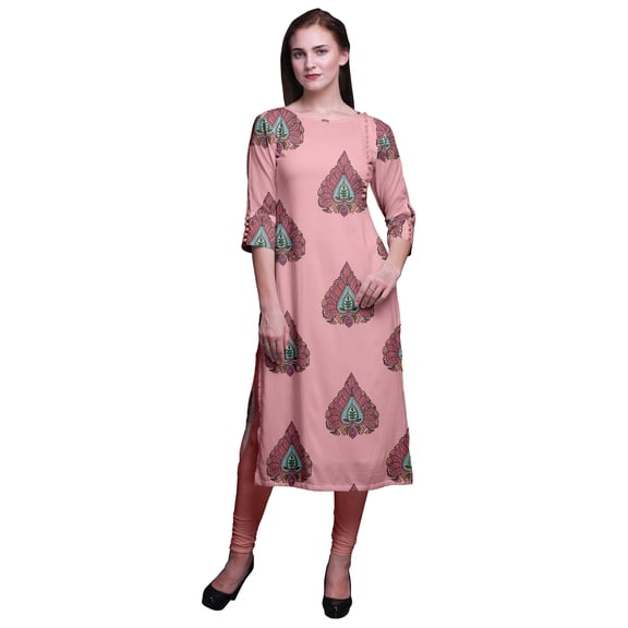 Bimba 3/4 Sleeve Straight Tunic Tops Printed Kurta Summer Wear For Women