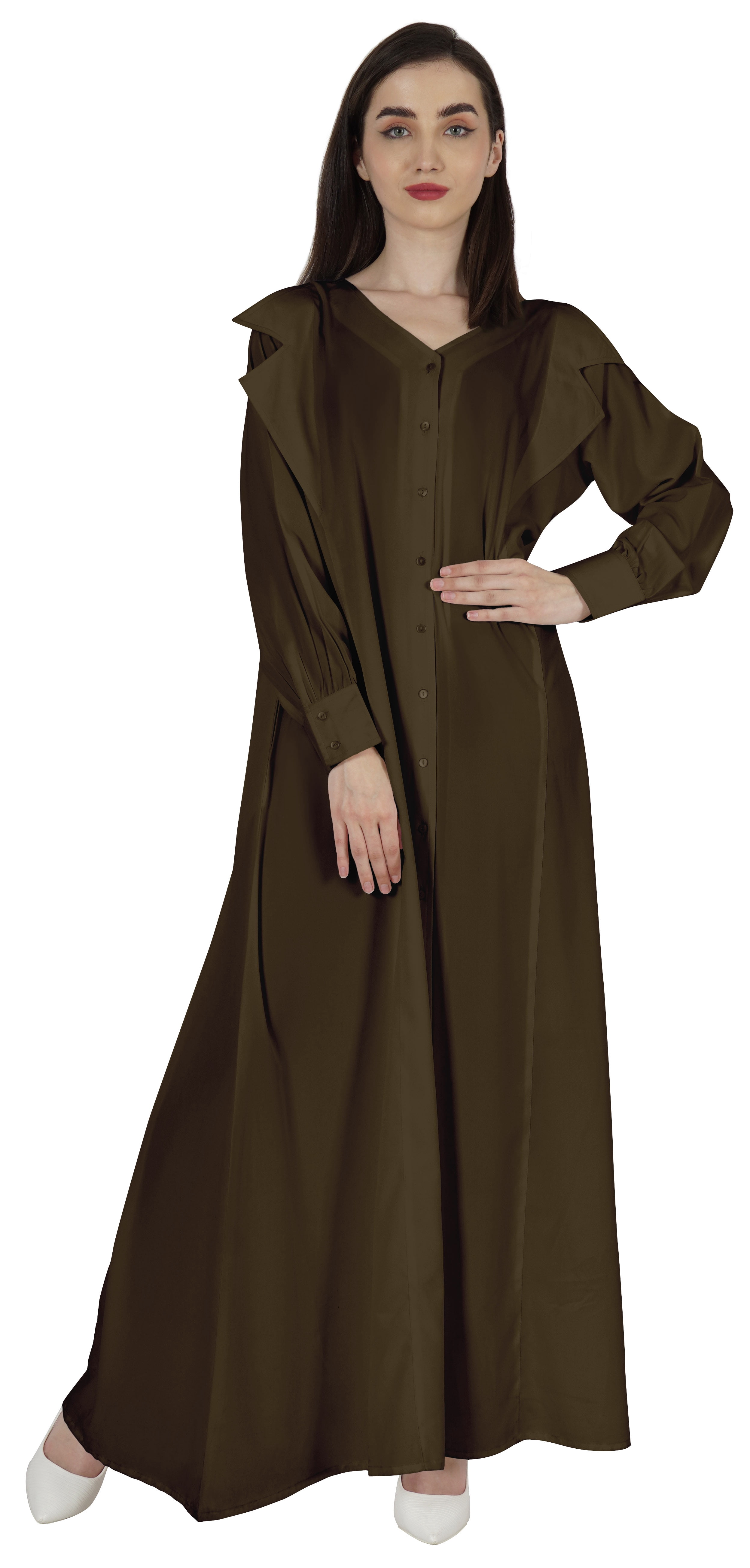 Bimba Muslim Abaya Maxi Dress With Hijab - Long Sleeve Cotton Floral Print Jilbab