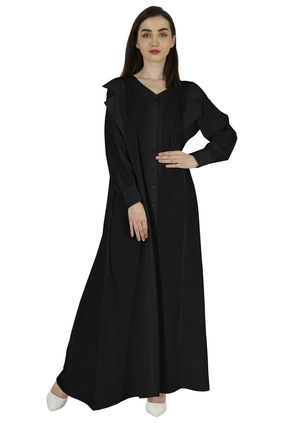 Abaya Islamic Prayer Dress With Hijab For Women'sFront Button PlacketMuslim Dress