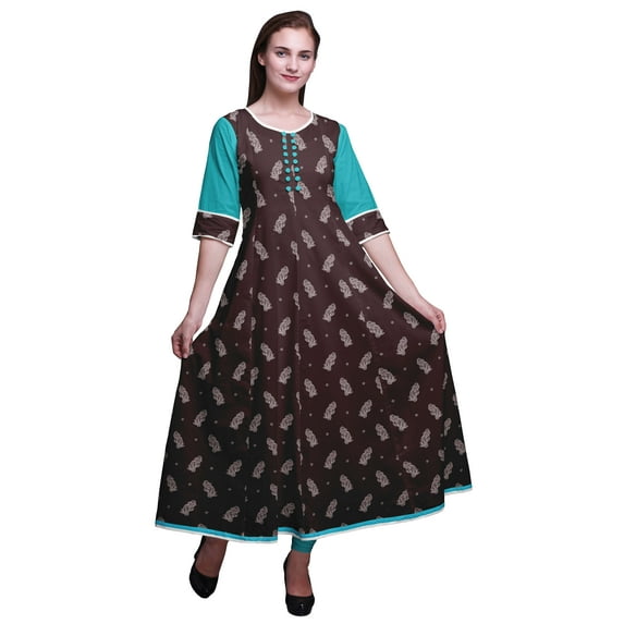 Bimba Anarkali Kurta Printed Long Maxi Dress Indian Kurtis For Women Party Wear