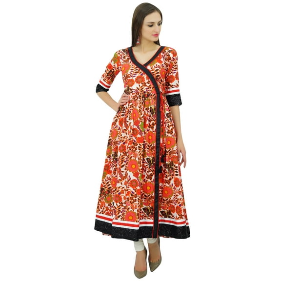 Bimba Angrakha Style Cotton Kurta Designer Indian Long Kurti Summer Clothing
