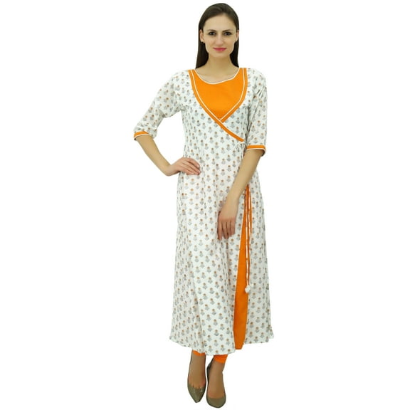 Bimba Angrakha Style Kurta Designer Kurti Block Print Tunic Summer Clothing