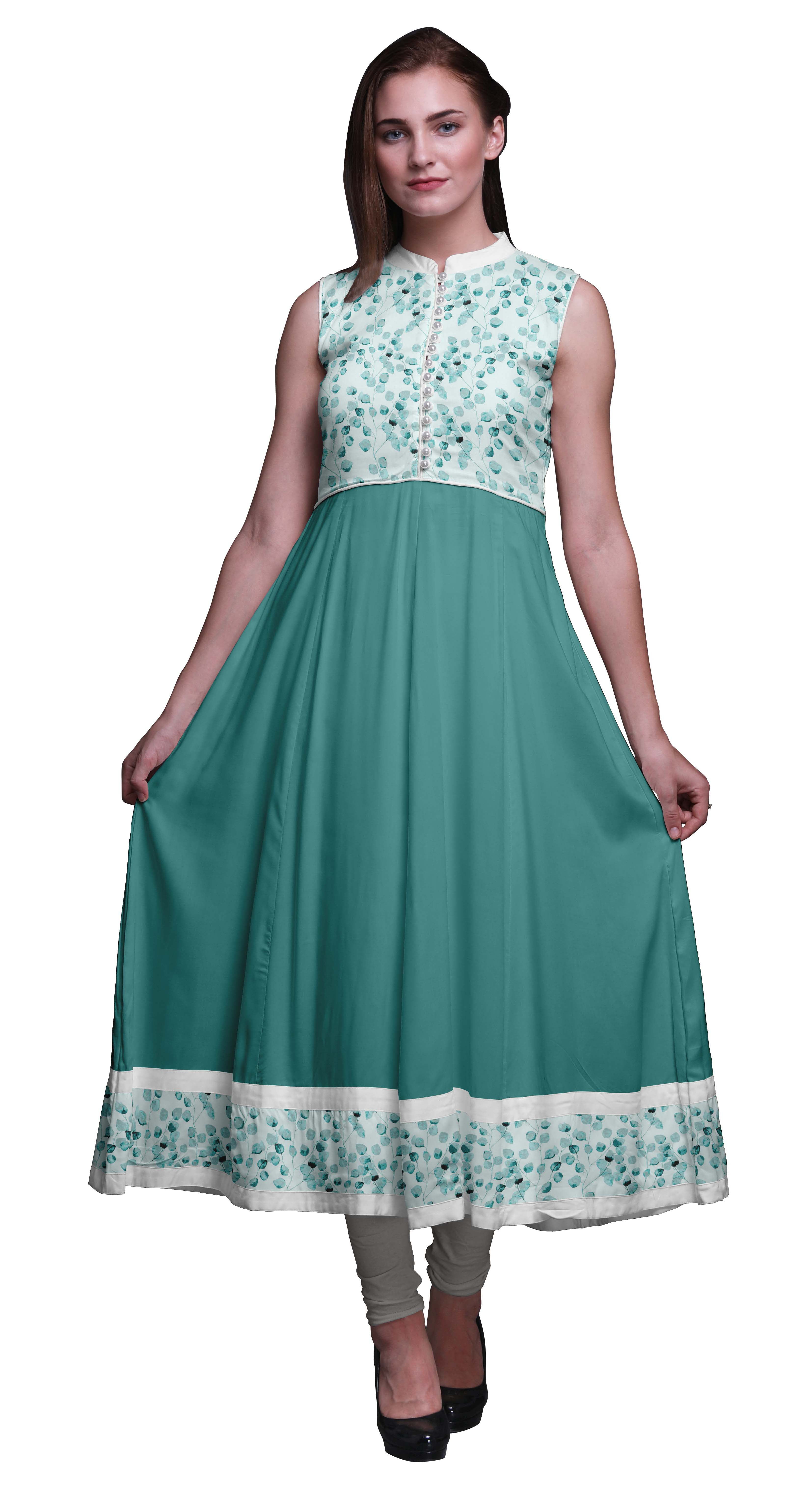Bimba Aquamarine Green2 Leaves Printed Women Designer Mandarin Collar Anarkali Dress Indian Ethnic Kurta Large - Walmart.com Bimba Aquamarine Green2 Leaves Printed Women Designer Mandarin Collar Anarkali Dress Indian Ethnic Kurta Large - Walmart.com