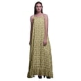 thumbnail image 1 of Bimba Beige Floral Leave Wreath & Rose Nightwear For Women Printed Nightgown Spaghetti Strap Maxi Dress Sleepwear XXX-Large, 1 of 5