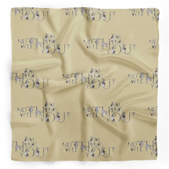 Bimba Beige Floral Love Quotes Text Pure Silk Printed Scarf Dupatta Head Neck Wrap Bandanas For Women 40 x 40 Inches