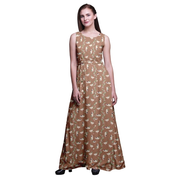 Bimba Bird Ladies Printed Long Tank Maxi Dress Resort Wear Evening Gown-Medium