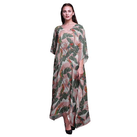Bimba Bird Long Caftan Maxi Dress Beach Swimwear Cover up Womens Kaftan-4X-5X