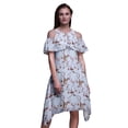 thumbnail image 1 of Bimba Bird Print Flutter Sleeve Womenâ€™s Party Tunic Cold Shoulder Midi Dress-Large, 1 of 6