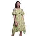 thumbnail image 1 of Bimba Bird Printed Womenâ€™s Cold Shoulder Tunic Party Round Neck Shift Dress-Small, 1 of 6