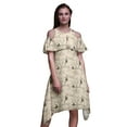 thumbnail image 1 of Bimba Bird Printed Womenâ€™s Ruffle Front Cold Shoulder Swing Shift Dress-X-Large, 1 of 1