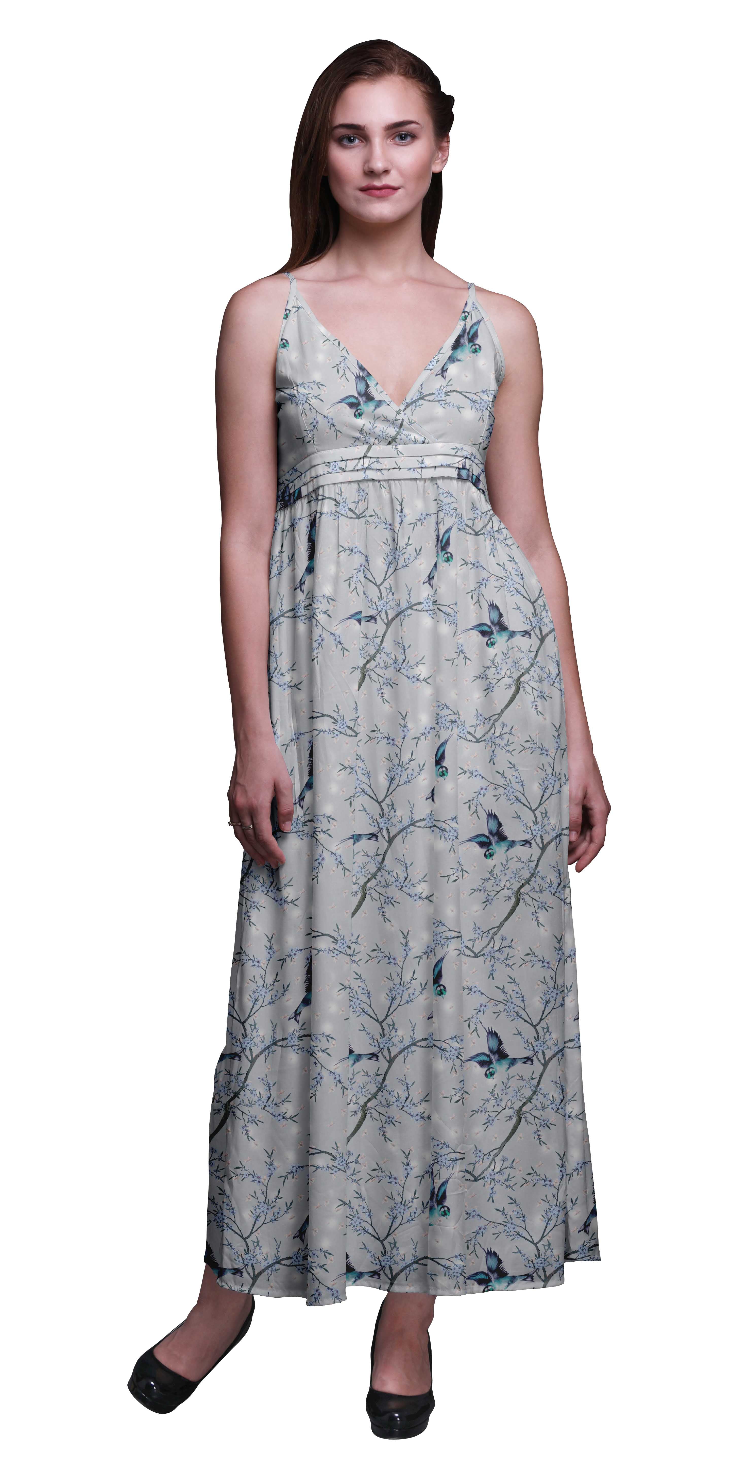 Bimba Women Long Dress Rayón Black Máximo Gown Bohemian