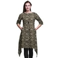 thumbnail image 1 of Bimba Black Blocks Block Women Kurtas Ethnic Printed Asymmetric Summer Wear Tops For Women Large, 1 of 6