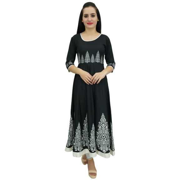 Bimba Black Casual Ethnic Kurti Long Anarkali Designer Digitally Printed Kurta-4