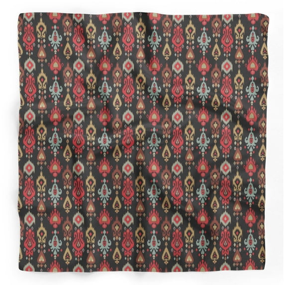 Bimba Black Damask Ikat Pure Silk Printed Head Bandanas Summer Neck Wrap Scarf 40 x 80 Inches