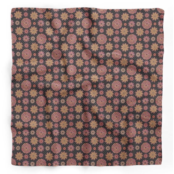 Bimba Black Multicolor Dot Mandala Printed Pure Silk Scarf Neck Wrap Summer Hair Bandanas For Women 40 x 80 Inches