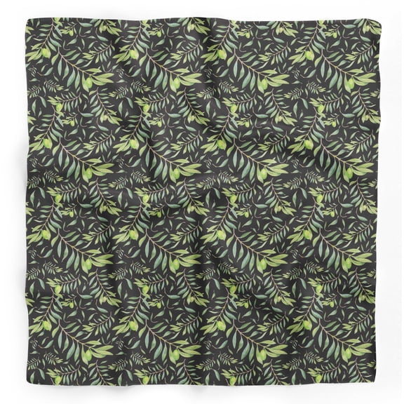 Bimba Black Palm Leaves Pure Silk Printed Head Bandanas Summer Neck Wrap Scarf 40 x 40 Inches