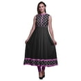 thumbnail image 1 of Bimba Black2 Block Printed Women Designer Mandarin Collar Anarkali Dress Indian Ethnic Kurta XX-Large, 1 of 6