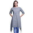 thumbnail image 1 of Bimba Blue Blooming Camellias & Rose Floral Indian Tunic Tops For Girls Printed Casual Top For Women Ethnic Kurti X-Large, 1 of 6