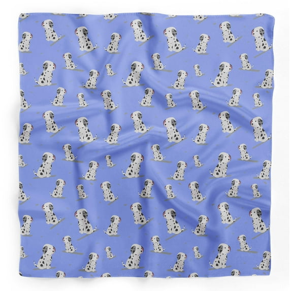 Bimba Blue Dalmatian Dog Printed Pure Silk Scarf For Hair Neck Head Bandanas For Women 40 x 40 Inches