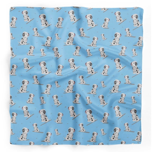 Bimba Blue Dalmatian Dog Printed Pure Silk Scarf For Hair Neck Head Bandanas For Women 40 x 40 Inches
