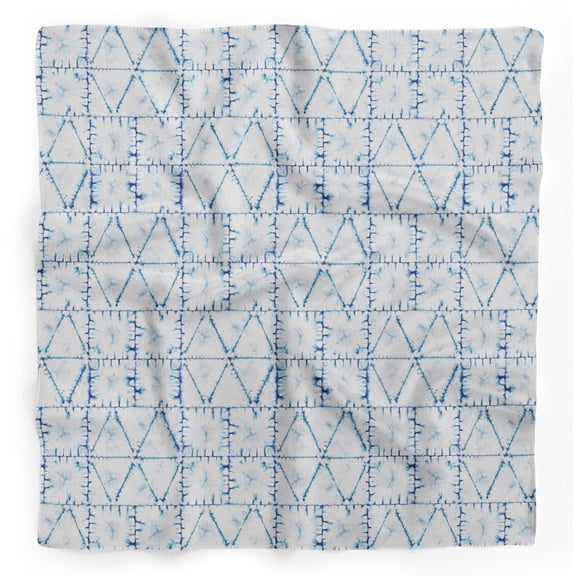 Bimba Blue Geometric Shibori Pure Silk Printed Head Bandanas Summer Neck Wrap Scarf 40 x 80 Inches