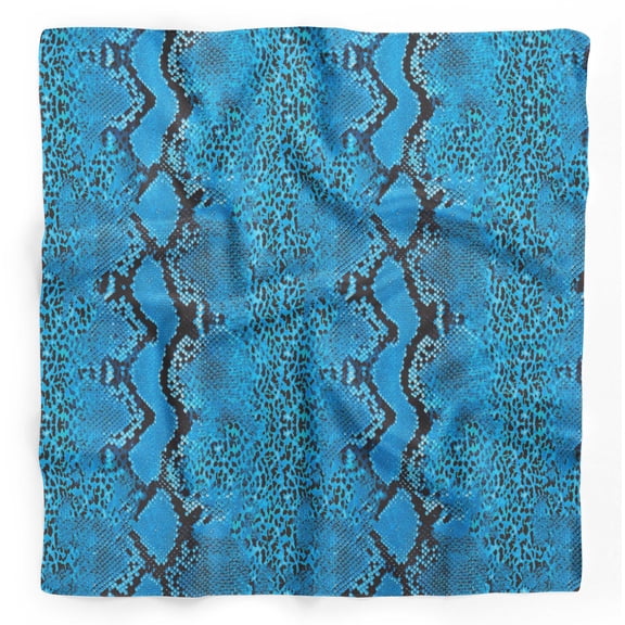 Bimba Blue Leopard & Snake Animal Skin Printed Pure Silk Scarf Neck Wrap Summer Hair Bandanas For Women 40 x 40 Inches