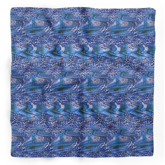 Bimba Blue Leopard & Tiger Animal Skin Printed Pure Silk Scarf For Hair Neck Head Bandanas For Women 40 x 40 Inches