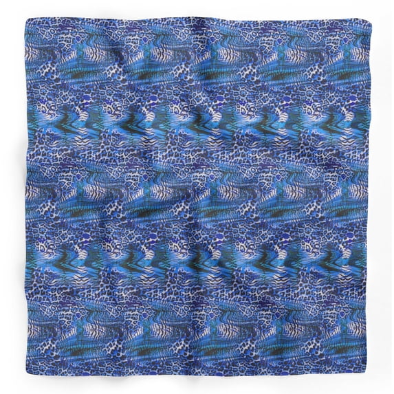 Bimba Blue Leopard & Tiger Animal Skin Pure Silk Printed Scarf Dupatta Head Neck Wrap Bandanas For Women 40 x 80 Inches
