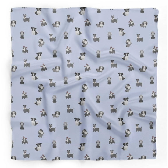 Bimba Blue Mix Dog Pure Silk Printed Scarf Dupatta Head Neck Wrap Bandanas For Women 40 x 80 Inches
