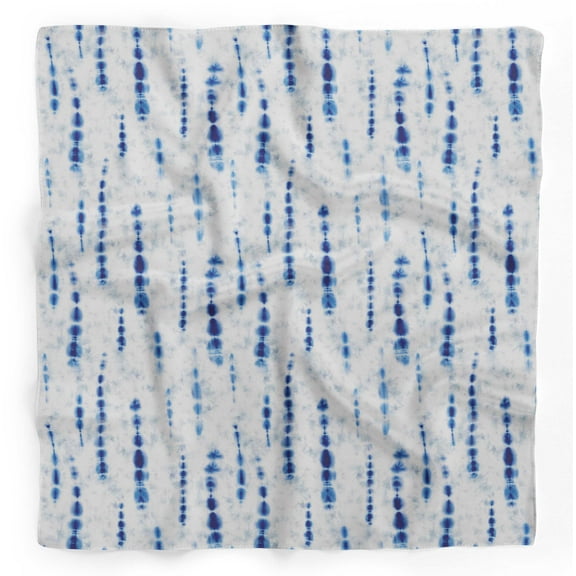 Bimba Blue Print Shibori Printed Pure Silk Scarf For Hair Neck Head Bandanas For Women 40 x 40 Inches