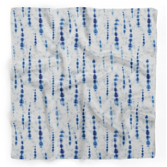 Bimba Blue Print Shibori Printed Pure Silk Scarf For Hair Neck Head Bandanas For Women 40 x 40 Inches
