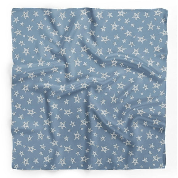 Bimba Blue Stars Star Printed Pure Silk Scarf Neck Wrap Summer Hair Bandanas For Women 40 x 40 Inches