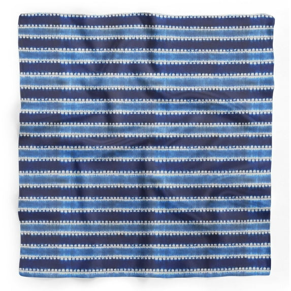 Bimba Blue Stripe Shibori Pure Silk Printed Head Bandanas Summer Neck Wrap Scarf 40 x 40 Inches
