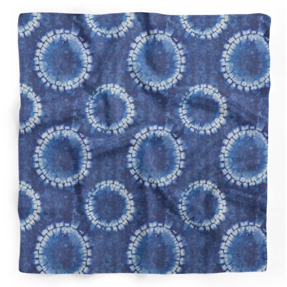 Bimba Blue Tie & Dye Shibori Printed Pure Silk Scarf For Hair Neck Head Bandanas For Women 40 x 40 Inches