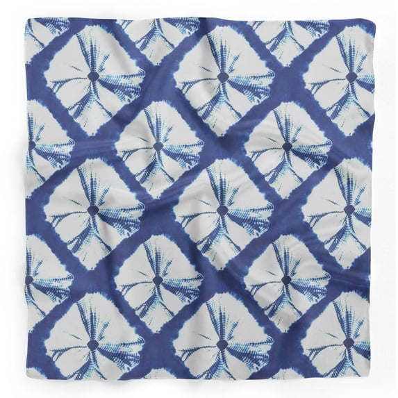 Bimba Blue Tie & Dye Shibori Pure Silk Printed Scarf Dupatta Head Neck Wrap Bandanas For Women 40 x 40 Inches