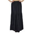 thumbnail image 1 of Bimba Boho Long Flaired Maxi Tier Skirt Elastic Waist Rayon Bohemian Skirts, 1 of 9
