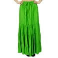 thumbnail image 1 of Bimba Boho Long Flaired Maxi Tier Skirt Elastic Waist Rayon Bohemian Skirts, 1 of 9