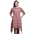 thumbnail image 1 of Bimba Brown Monstera Leaves Printed Tops For Women Asymmetric Kurti Summer Dress For Girls XXX-Large, 1 of 6