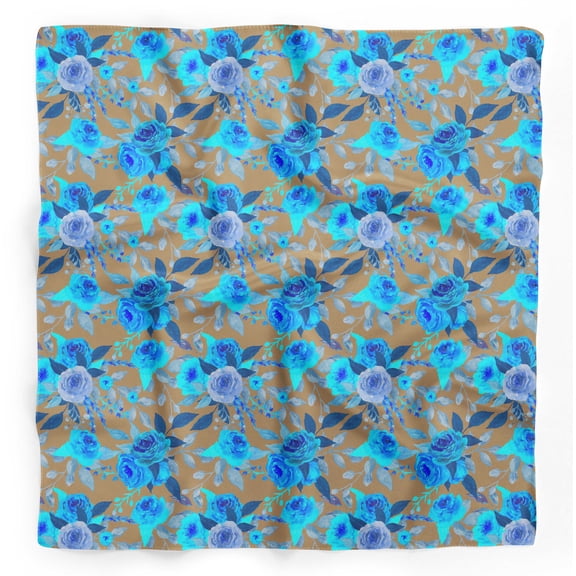 Bimba Brown Rose Floral Pure Silk Printed Head Bandanas Summer Neck Wrap Scarf 40 x 40 Inches