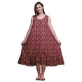 thumbnail image 1 of Bimba Burgundy Floral Ball Dahliya & Rose Sleeveless Cotton Nightgowns For Women Printed Mid-Calf Length Sleepwear X-Small, 1 of 6