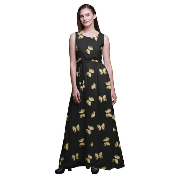 Bimba Butterfly Ladies Printed Long Tank Maxi Dress Resort Wear Evening Gown-Large
