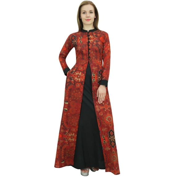 Bimba Casual Full Length Cotton Printed Women's Maxi Dress With Front Button - 4