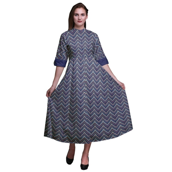 Bimba Check Ladies Button Down Print Dress A-Line Cocktail Party Shirt Dress-X-Large