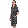 thumbnail image 1 of Bimba Check Print Green Women Sleepshirt Sleepwear Button - Front Nightshirt - 4, 1 of 5