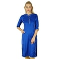 thumbnail image 1 of Bimba Chic Style Kurta Kurti Solid Color Top Tunic Boho 3/4 Sleeve Blouse, 1 of 6