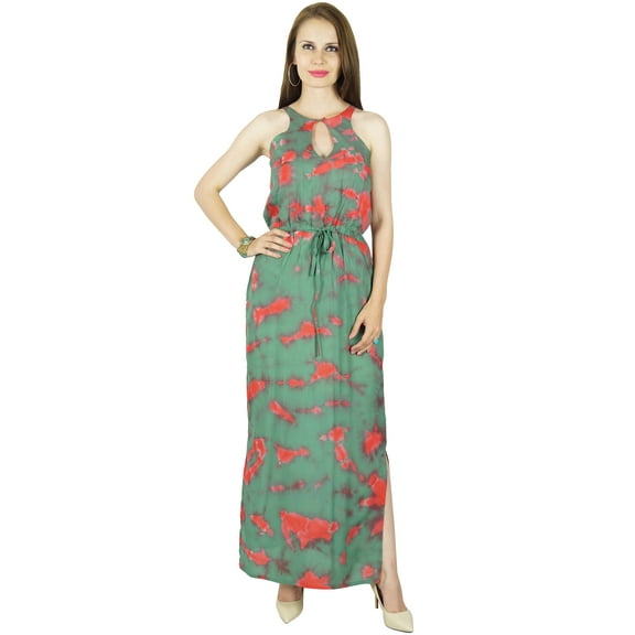 Bimba Classic Tie & Dye Maxi Gown Long Dress With Side Slits, Holiday Clothing