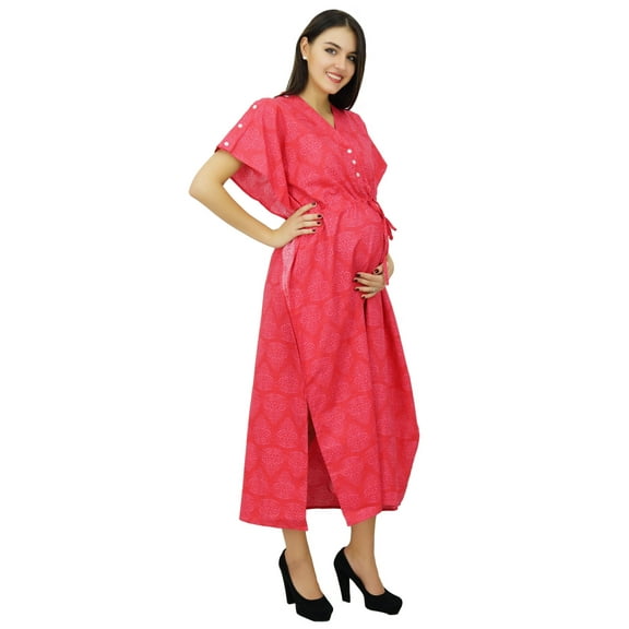 Bimba Cotton Kaftan Hospital Delivery Gown, Nursing Moms Caftan Night Gown